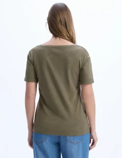 Slub katoenen t-shirt - kaki