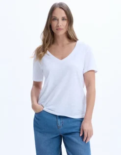 Slub katoenen t-shirt - wit