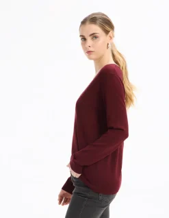 Soepele V-hals trui Ecovero viscose - druif