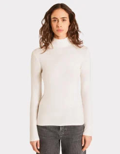 Soepelvallend coltrui t-shirt - ecru