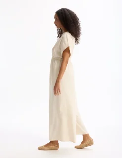 Soepelvallende jumpsuit - beige