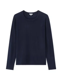 Soepelvallende rondehalstrui van ECOVERO™ viscose - marineblauw