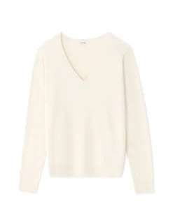 Soepelvallende V-halstrui van Ecovero viscose - beige