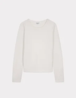 Soepelvallende viscose trui met ronde hals Ecovero - ecru