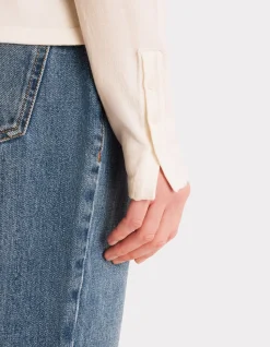 Soepelvallende viscose trui met ronde hals Ecovero - ecru