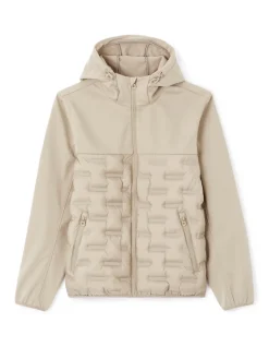 Softshell blouson met vaste capuchon - beige