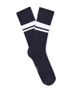 Sportkousen met hoge schacht 100% stretchkatoen - marine