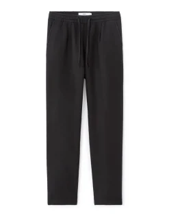 Straight broek met textuur in canvas van 100% katoen - zwart