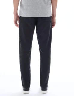 Straight broek met textuur in canvas van 100% katoen - zwart