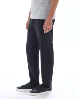 Straight broek met textuur in canvas van 100% katoen - zwart