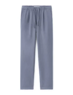 Straight fit broek van gestructureerde canvas 100% katoen - middenblauw