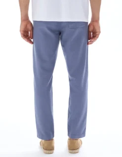 Straight fit broek van gestructureerde canvas 100% katoen - middenblauw