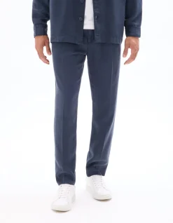 Straight fit chino broek TENCEL™ Lyocell - marineblauw