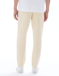 Straight pantalon van getextureerd canvas, 100% katoen - ecru