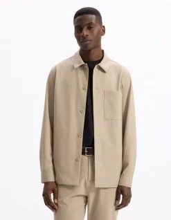 Stretch overshirt 1 zak - beige