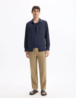 Stretch overshirt 1 zak - marineblauw