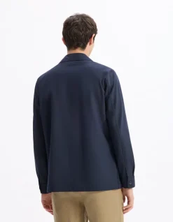 Stretch overshirt 1 zak - marineblauw