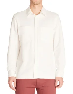 Stretch twill overshirt - wit