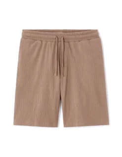 Stretchkatoenen bermuda met trekkoord - taupe