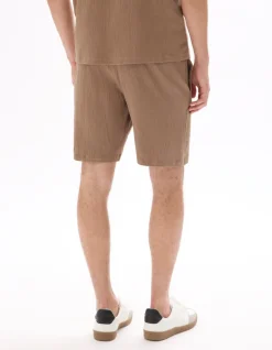 Stretchkatoenen bermuda met trekkoord - taupe