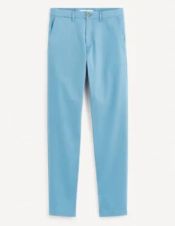 Stretchkatoenen slim fit chinobroek - blauw