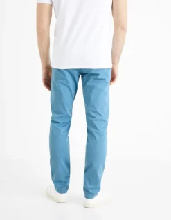Stretchkatoenen slim fit chinobroek - blauw