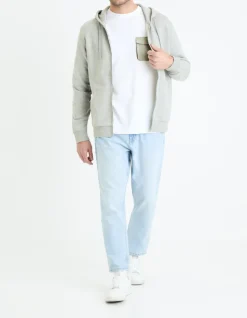 Sweat met rits en capuchon - grijs
