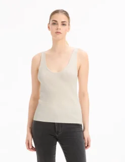 Tanktop van lichtgewicht breisel - beige