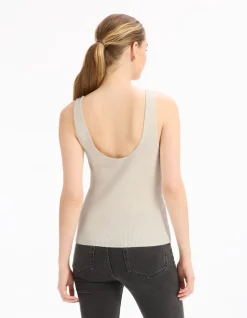 Tanktop van lichtgewicht breisel - beige