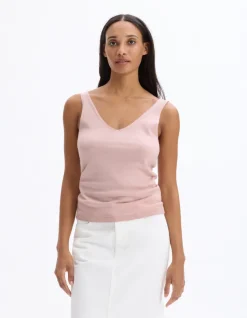 Tanktopset met fijn gaas - grijsroze