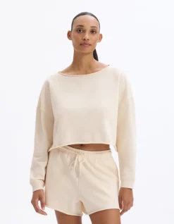 Terry cropped sweatshirt - ecru