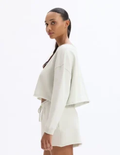 Terry cropped sweatshirt - groen