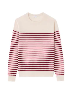 Trui 100% merinowol gestreept - rood