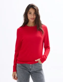 Trui 100% merinowol met ronde hals - rood