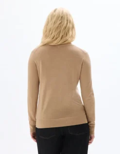 Trui 100% merinowol V-hals - beige