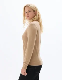 Trui 100% merinowol V-hals - beige