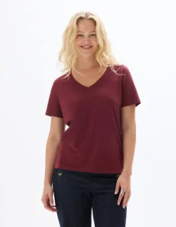 T-shirt biologisch katoen V-hals - paars