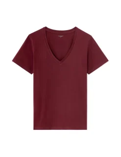 T-shirt biologisch katoen V-hals - paars
