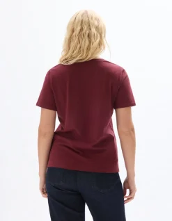 T-shirt biologisch katoen V-hals - paars