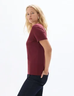 T-shirt biologisch katoen V-hals - paars
