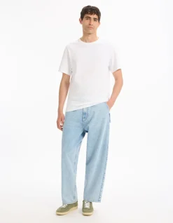 T-shirt boxy col rond 100% coton - blanc