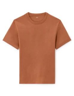 T-shirt boxy col rond 100% coton - noisette