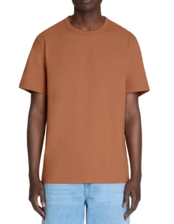 T-shirt boxy col rond 100% coton - noisette