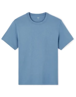 T-shirt boxy col rond 100% katoen - marine