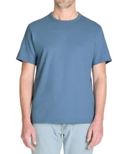 T-shirt boxy col rond 100% katoen - marine