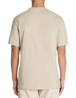T-shirt boxy col rond 100% katoen - beige