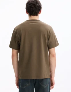 T-shirt boxy col rond 100% katoen - taupe