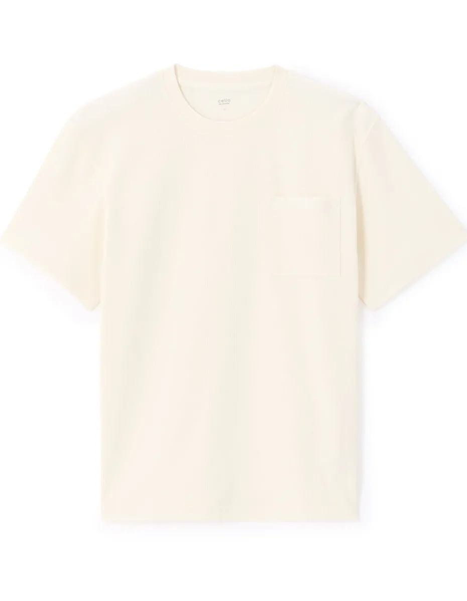 T-shirt boxy ronde hals - beige
