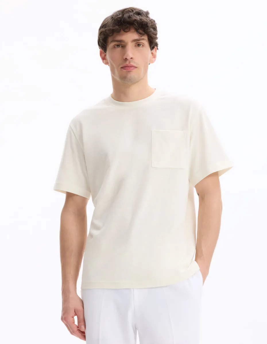 T-shirt boxy ronde hals - beige