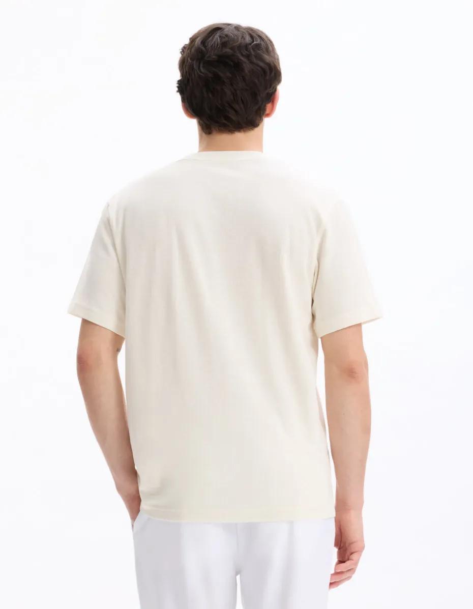 T-shirt boxy ronde hals - beige